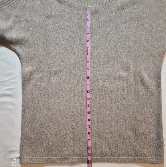 ​Talbots Petite XLp Metallic Shimmer Wool Blend Boatneck Sweater Beige EUC - Picture 7 of 8